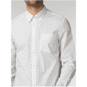 EXPRESS Mens Dress Shirt XL 17-17.5 Polka Dot Fitted Long Sleeve Button Down NEW